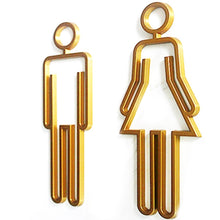 Load image into Gallery viewer, 2 PCS Acrylic Toilet Symbol Adhesive Backed Bathroom Toilet Door Sign for Hotel, Toilet Sign(Gold), Toilet Sign(Black), Toilet Sign(Silver)