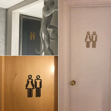 Load image into Gallery viewer, 2 PCS Acrylic Toilet Symbol Adhesive Backed Bathroom Toilet Door Sign for Hotel