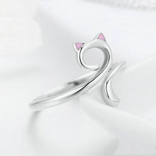 Load image into Gallery viewer, Cat Love Girl Ring S925 Sterling Silver Open Ring, SCR341