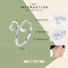 Load image into Gallery viewer, Cat Love Girl Ring S925 Sterling Silver Open Ring, SCR341