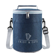 Load image into Gallery viewer, Round Lunch Bag Insulated Lunch Box Foldable &amp; Portable Lunch Tote, L, M
