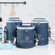 Load image into Gallery viewer, Round Lunch Bag Insulated Lunch Box Foldable &amp; Portable Lunch Tote, L, M