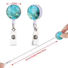 Load image into Gallery viewer, 2 PCS Night Starry Sky Marble Crack Puller Retractable Buckle Lanyard Business Key Buckle Card Holder, Dark Blue Starry Crocodile Clip, Marble Alligator Clip, Aqua Blue Crocodile Clip, Purple Crocodile Clip