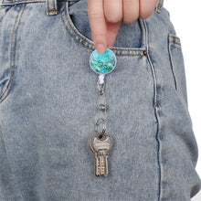 Load image into Gallery viewer, 2 PCS Night Starry Sky Marble Crack Puller Retractable Buckle Lanyard Business Key Buckle Card Holder, Dark Blue Starry Crocodile Clip, Marble Alligator Clip, Aqua Blue Crocodile Clip, Purple Crocodile Clip