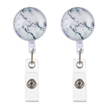 Load image into Gallery viewer, 2 PCS Night Starry Sky Marble Crack Puller Retractable Buckle Lanyard Business Key Buckle Card Holder, Dark Blue Starry Crocodile Clip, Marble Alligator Clip, Aqua Blue Crocodile Clip, Purple Crocodile Clip