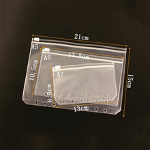 Load image into Gallery viewer, 3 PCS Bill Bag Business Card Pull-edge Loose-leaf Pocket Insert PVC Zipper Storage Bag, A5 L, A6 M, A7 S