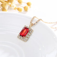 Load image into Gallery viewer, Square Crystal Necklace Earrings Ring For Women Jewelry Sets, Red, Green, Black, White, Royal Blue, Lake Blue