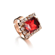 Load image into Gallery viewer, Square Crystal Necklace Earrings Ring For Women Jewelry Sets, Red, Green, Black, White, Royal Blue, Lake Blue
