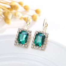 Load image into Gallery viewer, Square Crystal Necklace Earrings Ring For Women Jewelry Sets, Red, Green, Black, White, Royal Blue, Lake Blue