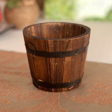 Load image into Gallery viewer, Balcony Vegetable Succulent Carbonized Wood Flower Pot Retro Small Wooden Bucket Home Decoration, S Flat Mouth, M Flat Mouth, L Flat Mouth, S Wave Mouth, M Wave Mouth, L Wave Mouth