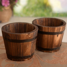 Load image into Gallery viewer, Balcony Vegetable Succulent Carbonized Wood Flower Pot Retro Small Wooden Bucket Home Decoration, S Flat Mouth, M Flat Mouth, L Flat Mouth, S Wave Mouth, M Wave Mouth, L Wave Mouth
