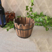 Load image into Gallery viewer, Balcony Vegetable Succulent Carbonized Wood Flower Pot Retro Small Wooden Bucket Home Decoration, S Flat Mouth, M Flat Mouth, L Flat Mouth, S Wave Mouth, M Wave Mouth, L Wave Mouth