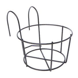 Balcony Fence Round Metal Flower Stand Wrought Iron Wall-mounted Flower Pot Stand, S, M, L, XL