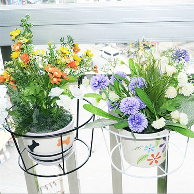 Balcony Fence Round Metal Flower Stand Wrought Iron Wall-mounted Flower Pot Stand, S, M, L, XL