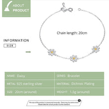 Load image into Gallery viewer, S925 Sterling Silver Platinum Plated Bracelet Cute Daisy Bracelet, Daisy