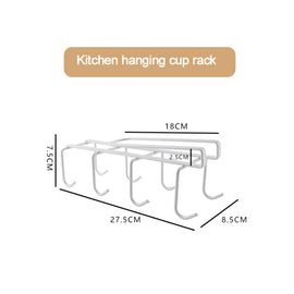 Hanging Nail-free Partition Cup Holder Creative Kitchen Supplies Storage Rack, 8 Hooks
