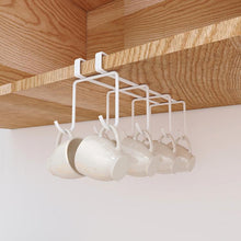 Load image into Gallery viewer, Hanging Nail-free Partition Cup Holder Creative Kitchen Supplies Storage Rack, 8 Hooks, 6 Hooks