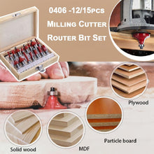 Load image into Gallery viewer, Woodworking Milling Cutter Set Trimming Machine Head Electric Wood Milling Engraving Machine Cutter, Red 1/4 Handle 12PCS, Blue 1/4 Handle 12PCS, Red 1/2 Handle 12PCS, Blue 1/2 Handle 12PCS, Red 1/4 Handle 15PCS, Red 1/2 Handle 15PCS                   ...