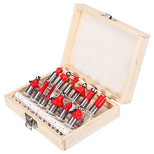 Load image into Gallery viewer, Woodworking Milling Cutter Set Trimming Machine Head Electric Wood Milling Engraving Machine Cutter, Red 1/4 Handle 12PCS, Blue 1/4 Handle 12PCS, Red 1/2 Handle 12PCS, Blue 1/2 Handle 12PCS, Red 1/4 Handle 15PCS, Red 1/2 Handle 15PCS                   ...
