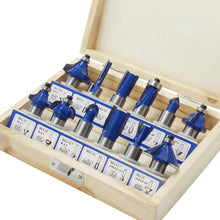 Load image into Gallery viewer, Woodworking Milling Cutter Set Trimming Machine Head Electric Wood Milling Engraving Machine Cutter, Red 1/4 Handle 12PCS, Blue 1/4 Handle 12PCS, Red 1/2 Handle 12PCS, Blue 1/2 Handle 12PCS, Red 1/4 Handle 15PCS, Red 1/2 Handle 15PCS                   ...