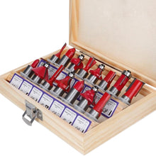 Load image into Gallery viewer, Woodworking Milling Cutter Set Trimming Machine Head Electric Wood Milling Engraving Machine Cutter, Red 1/4 Handle 12PCS, Blue 1/4 Handle 12PCS, Red 1/2 Handle 12PCS, Blue 1/2 Handle 12PCS, Red 1/4 Handle 15PCS, Red 1/2 Handle 15PCS                   ...
