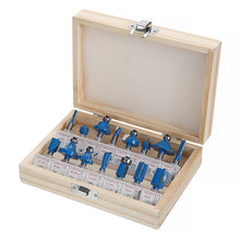 Load image into Gallery viewer, Woodworking Milling Cutter Set Trimming Machine Head Electric Wood Milling Engraving Machine Cutter, Red 1/4 Handle 12PCS, Blue 1/4 Handle 12PCS, Red 1/2 Handle 12PCS, Blue 1/2 Handle 12PCS, Red 1/4 Handle 15PCS, Red 1/2 Handle 15PCS                   ...