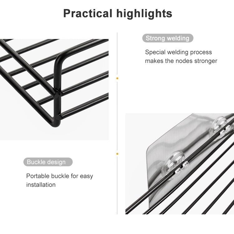 Wrought Iron Bathroom Shelf Wall Mounted Free Punch Toilet Rack, Square (Black), Square (White)