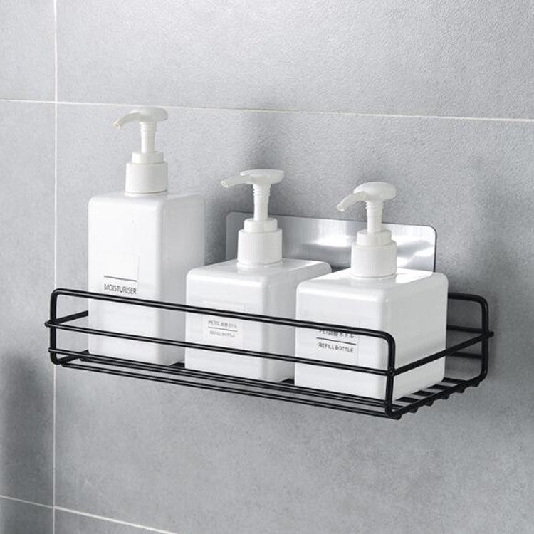 Wrought Iron Bathroom Shelf Wall Mounted Free Punch Toilet Rack, Square (Black), Square (White)