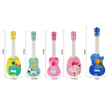 Load image into Gallery viewer, Small Simulation Musical Instrument Mini Four Strings Playable Ukulele Early Childhood Education Music Toy, Pink Rabbit, Light Blue Zebra, Pink Giraffe, Yellow Dinosaur, Blue Bear