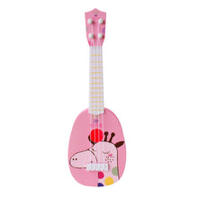 Load image into Gallery viewer, Small Simulation Musical Instrument Mini Four Strings Playable Ukulele Early Childhood Education Music Toy, Pink Rabbit, Light Blue Zebra, Pink Giraffe, Yellow Dinosaur, Blue Bear