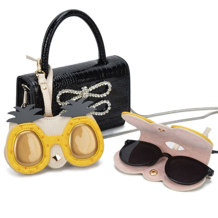 PU Sunglasses Bag Cute Quirky Sunglasses Box, Pineapple, Black Fox, Golden Star, Sun, Cute Mouse, Love Flying Kiss