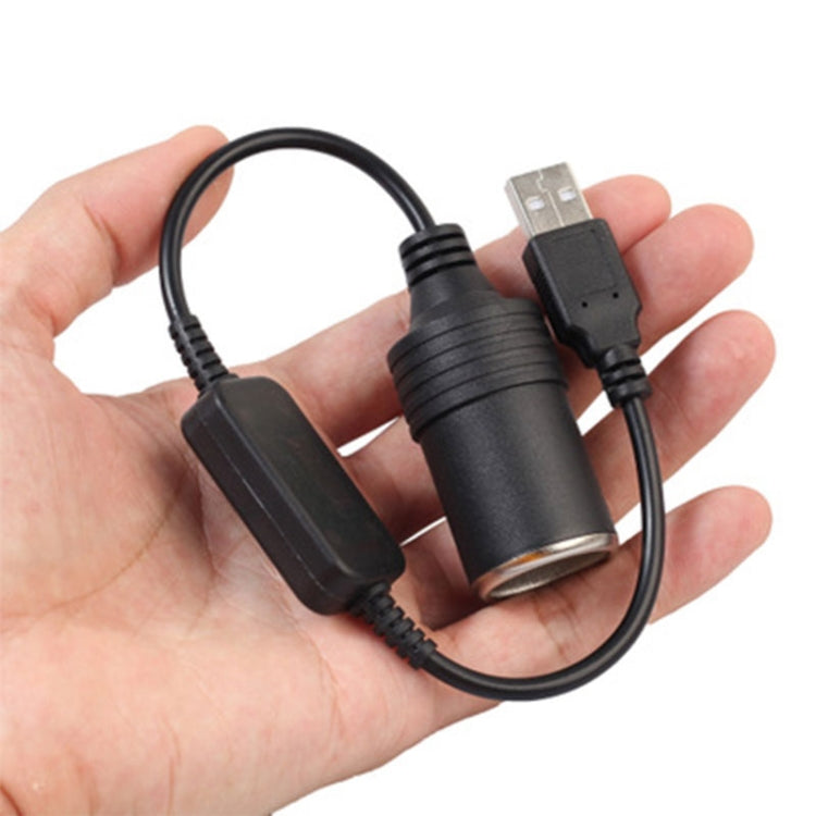 Car Converter Adapter Wired Controller USB to Cigarette Lighter Socket 5V to 12V Boost Power Adapter Cable, 30cm USB