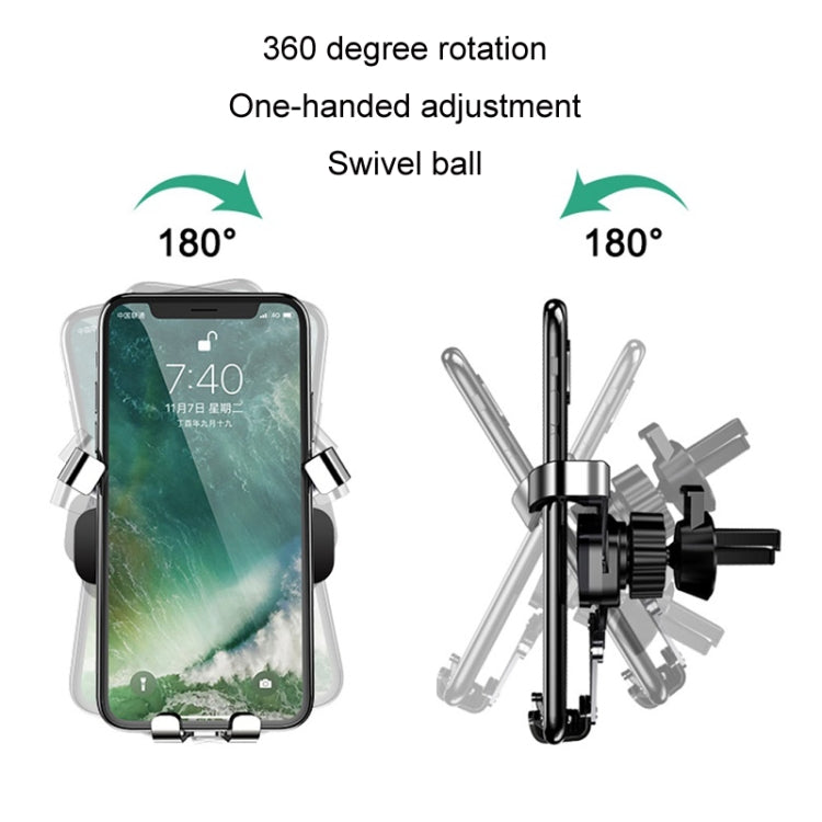 650 Vehicle-mounted Mobile Phone Gravity Bracket Air Outlet Navigation Holder, Silver, Black, Paste Silver, Paste Black