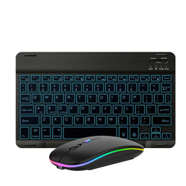 10 Inch RGB Colorful Backlit Bluetooth Keyboard And Mouse Set For Mobile Phone / Tablet, Black, White