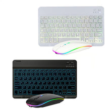 Load image into Gallery viewer, 10 Inch RGB Colorful Backlit Bluetooth Keyboard And Mouse Set For Mobile Phone / Tablet, Black, White