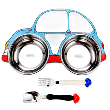 Load image into Gallery viewer, 304 Stainless Steel Children Car Dinner Plate, Red, Blue, Blue (removable and washable)