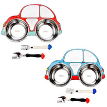 Load image into Gallery viewer, 304 Stainless Steel Children Car Dinner Plate, Red, Blue, Blue (removable and washable)