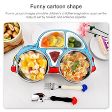 Load image into Gallery viewer, 304 Stainless Steel Children Car Dinner Plate, Red, Blue, Blue (removable and washable)