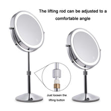 Load image into Gallery viewer, Desktop Double-SidedRound LED Luminous Makeup Mirror Liftable Magnifying Mirror, Plane + 3 Times Magnification(8-inch Battery Model), Plane + 5 Times Magnification(8-inch Battery Model), Plane + 7 Times Magnification(8-inch Battery Model)              ...