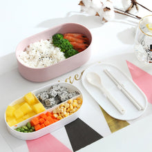 Load image into Gallery viewer, Oval Simple Lunch Box Wooden Sushi Sealed Leak-proof Lunch Box with Cutlery, Single-layer