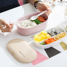 Load image into Gallery viewer, Oval Simple Lunch Box Wooden Sushi Sealed Leak-proof Lunch Box with Cutlery, Single-layer