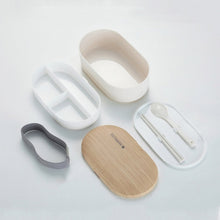 Load image into Gallery viewer, Oval Simple Lunch Box Wooden Sushi Sealed Leak-proof Lunch Box with Cutlery, Single-layer