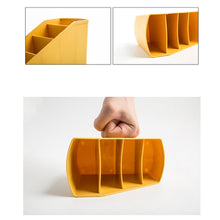 Load image into Gallery viewer, Home Office Plastic Storage Box Desktop Student Stationery Rack Cosmetic Box, Dark Flesh, Dark Blue, Yellow