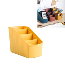 Load image into Gallery viewer, Home Office Plastic Storage Box Desktop Student Stationery Rack Cosmetic Box, Dark Flesh, Dark Blue, Yellow
