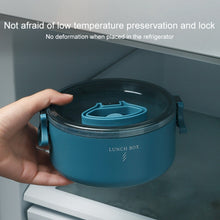 Load image into Gallery viewer, Round Portable Insulation Partitioned Lunch Box Student Office Workers Heated Microwave Oven Bento Box, Single Layer, Double Layer