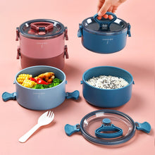 Load image into Gallery viewer, Round Portable Insulation Partitioned Lunch Box Student Office Workers Heated Microwave Oven Bento Box, Single Layer, Double Layer