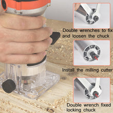 Load image into Gallery viewer, Woodworking Trimming Machine Multifunctional Electric Wood Milling Slotting Machine Engraving Tools EU Plug, 600W Plastic Body, 720W Aluminum Body