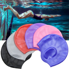 Load image into Gallery viewer, Silicone Ear Protection Waterproof Swimming Cap for Adults with Long Hair