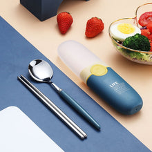 Load image into Gallery viewer, 2 in 1 Simple Child Student Travel Portable 304 Stainless Steel Spoon Chopsticks Cutlery Set