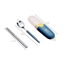 Load image into Gallery viewer, 2 in 1 Simple Child Student Travel Portable 304 Stainless Steel Spoon Chopsticks Cutlery Set